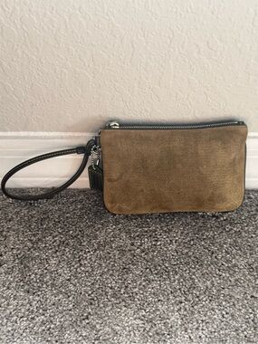 Coach Green Suede/Leather Wristlet